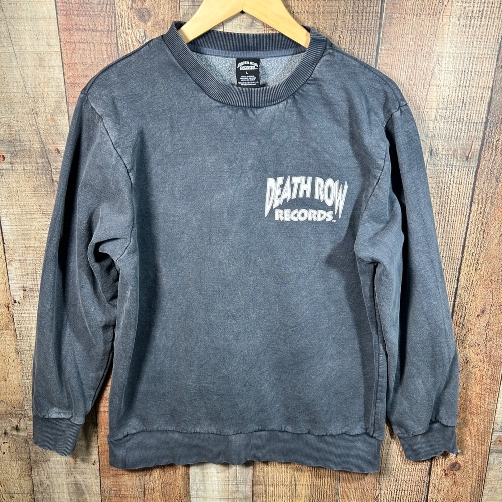Death Row Records Charcoal Acid Wash Doberman Graphic Sweatshirt Snoop Dogg L